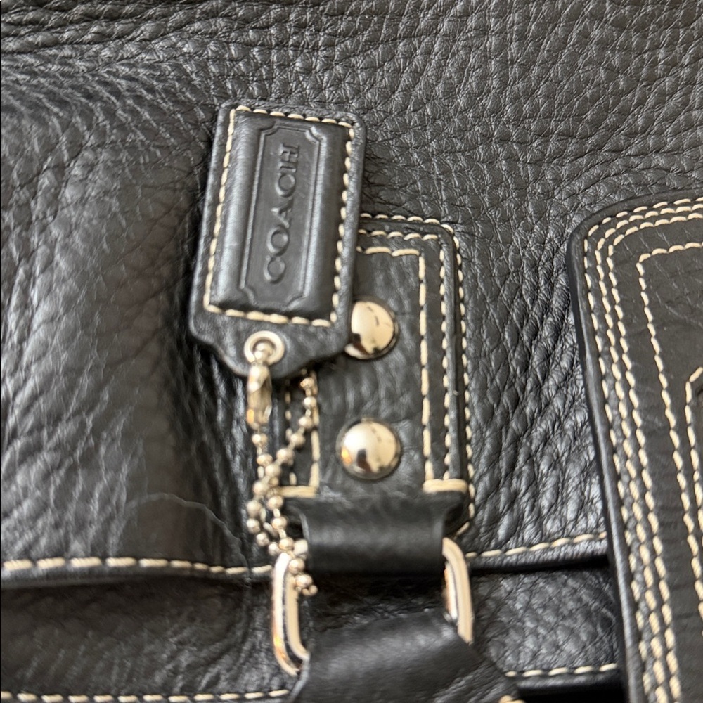 Coach Hampton F13961 Pebbled Leather Satchel Handbag Black - Picture 14 of 14